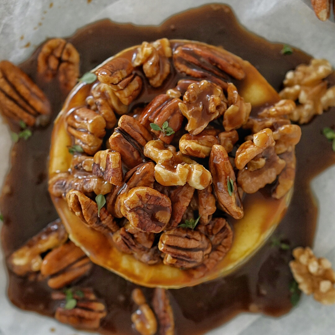 Nutty Caramel Baked Brie