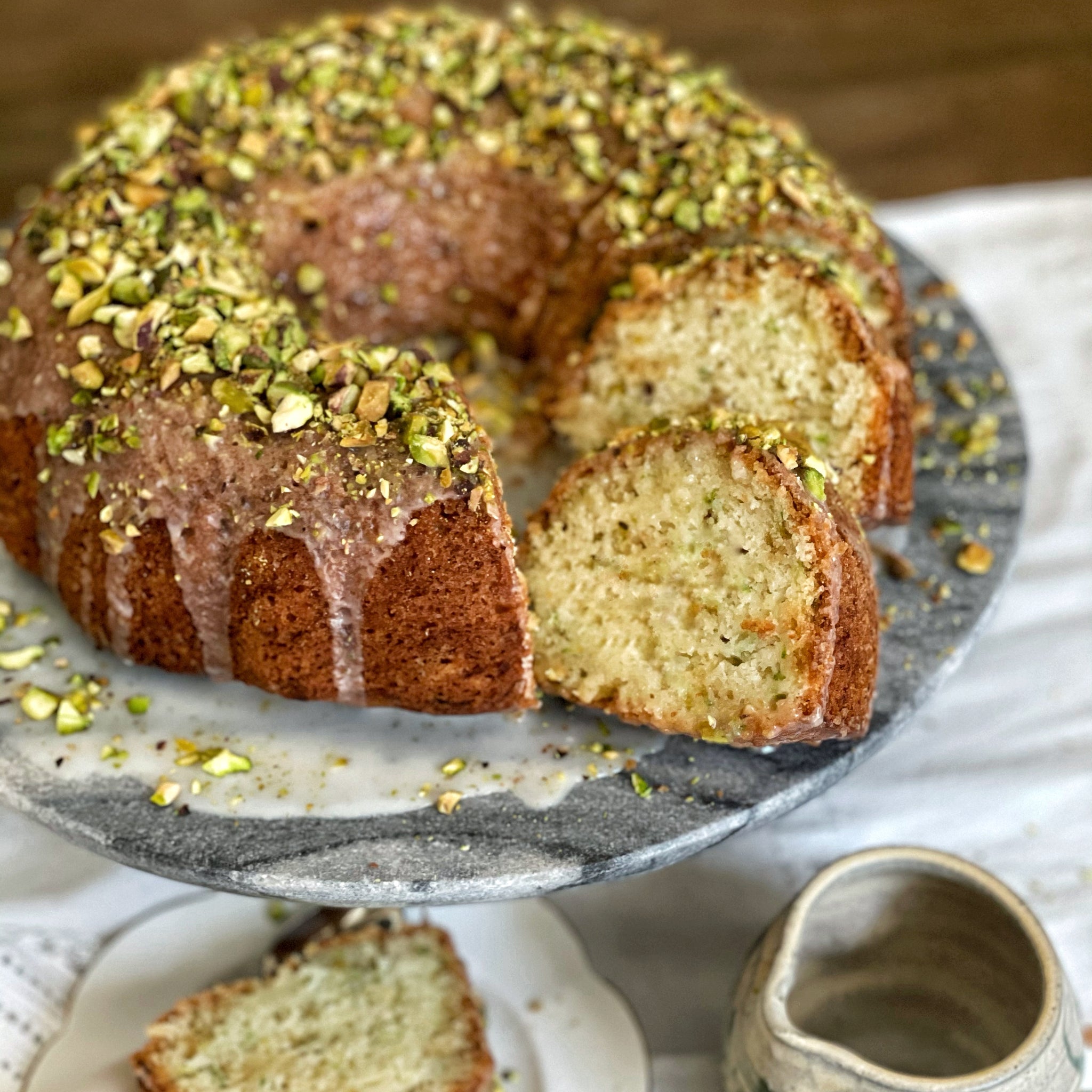 Zucchini, Lemon and Pistachio Bundt Cake