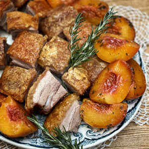 Roast Pork Belly and Balsamic Peaches