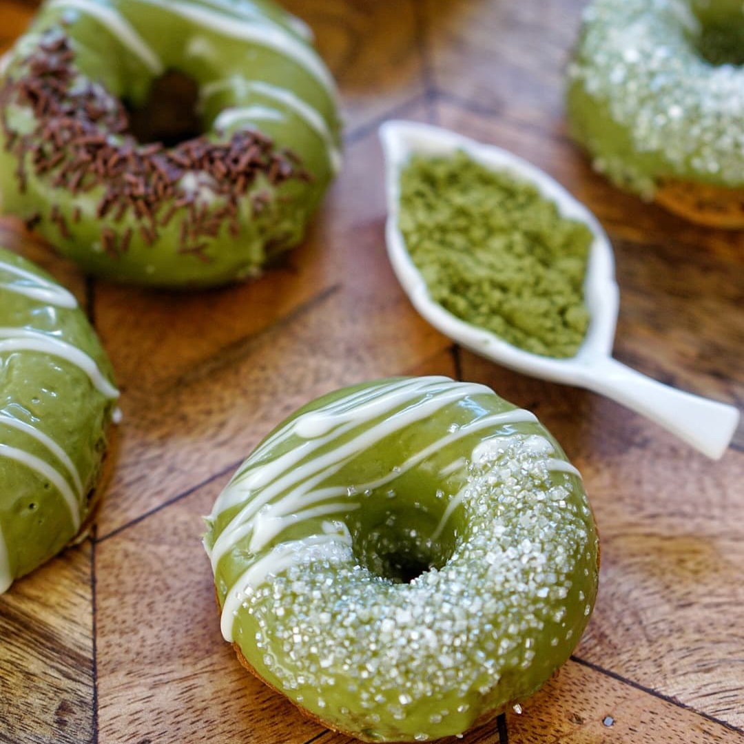 Baked Matcha Doughnuts